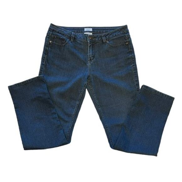 Liz Claiborne Size 10 City Fit Straight Jeans Blue Denim Mid Rise Stretch - Picture 8 of 15